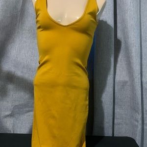 Forever 21 Mustard Yellow Gold Bodycon Dress Size Small